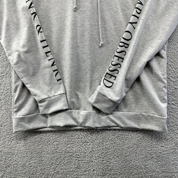 Hank & Henry Hoodie Women's Large Gray "Simply Obsessed" Lightweight Hoodie - Picture 3 of 12